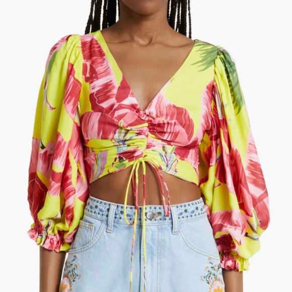 NWT $145 FARM Rio Sweet Jungle Lime Crop Top in size Large! - Picture 2 of 8